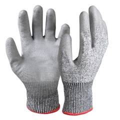 PU coated cut resistant safety work grip Gloves