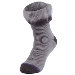 Winter warm thick heat trapping holder knitted brush Acrylic thermal insulated boot sock with fur fleece lined