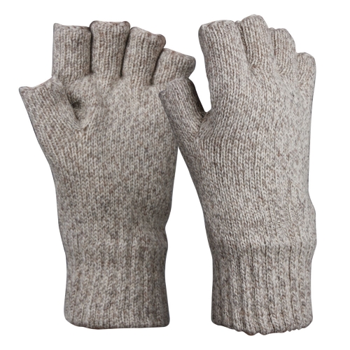 Cold protection Ragg wool Thinsulate insulated lined knitted fingerless half finger glove for winter work/ cold warehouse freezer glove