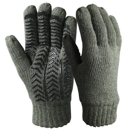 Food grade silicone grip Ragg wool Insulated knitted thermal gloves