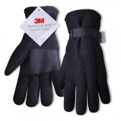 Thinsulate insulation Thermal Fleece glove with leather palm for winter sport or work