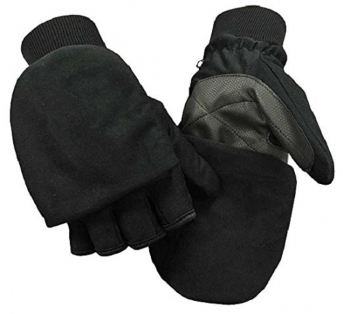 40grams 3M thinsulate lined Insulated Fleece fingerless Convertible mitten glove with flip top