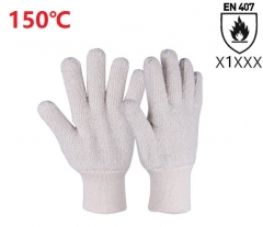 150 Degrees Light Heat resistant Cotton Thermal terry cloth loop pile out work safety glove for Stamping Bakery Catering cold store