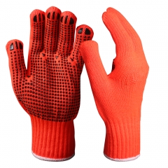 Cold Protection Hi Vis Fluorescent Orange Knit Acrylic terry cloth loop in thermal work grip glove for cold work