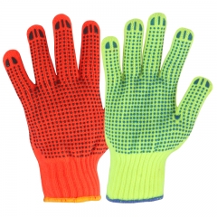 Cold Protection Hi Vis Fluorescent Orange Knit Acrylic terry cloth loop in thermal work grip glove for cold work