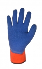 Cold Protection Hi Vis Fluorescent Orange Seamless Knit Acrylic terry cloth thermal latex dipped work glove for cold storage