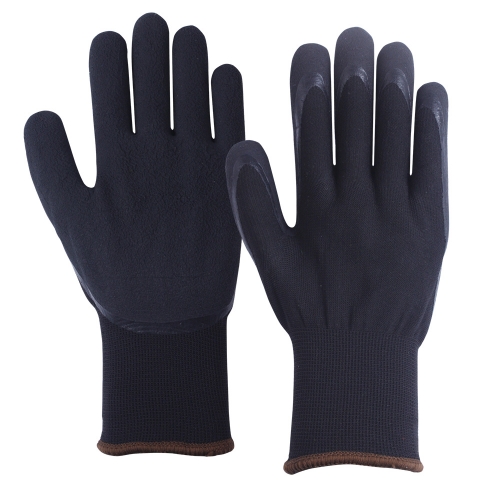 EN511 Cold protection Waterproof Black Dual layer Winter thermal insulated work Grip Glove for Cold storage warehouse