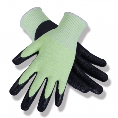 ANSI cut level A4 13G High Visibility yellow Micro Foam Nitrile coated HPPE cut resistant work glove