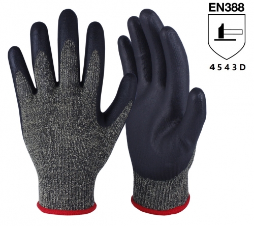 13G jointly Multi color Aramid HPPE Steel Glass cut resistant work glove with foam nitrile coated