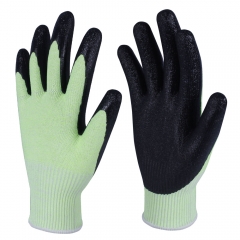 ANSI cut level A4 13G High Visibility yellow Micro Foam Nitrile coated HPPE cut resistant work glove