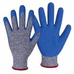 ANSI cut level A3 13G HPPE glass blend Crinkle Latex Coated cut resistant work glove