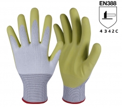 ANSI cut level A3 15G HPPE Polyurethane coated cut resistant safety work grip Gloves