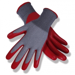 ANSI cut level A3 18G HPPE cut resistant work glove with Red Micro Foam Nitrile coated