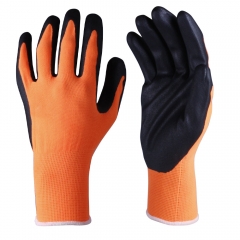 ANSI cut level A5 18G Ultra light weight High Visibility orange HPPE glass steel wire blend cut resistant work glove with PU Palm Coated