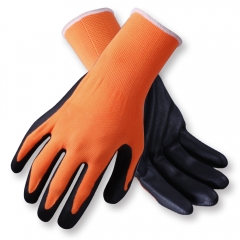 ANSI cut level A5 18G Ultra light weight High Visibility orange HPPE glass steel wire blend cut resistant work glove with PU Palm Coated