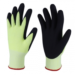 ANSI cut level A4 18G Hi Vis yellow HPPE Micro Foam Nitrile Coated cut resistant work glove