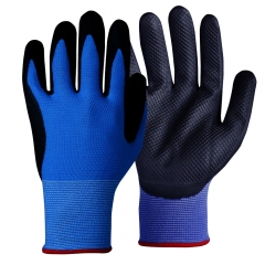Black Nitrile foam Embossed waffle pattern coated Super Grip U3 knitted Work Gloves