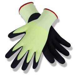 ANSI cut level A4 18G Hi Vis yellow HPPE Micro Foam Nitrile Coated cut resistant work glove