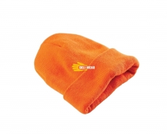 Hi Vis orange Double layers cuffed style knitted Acrylic thermal beanie hat watch cap
