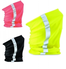 Multi Functional Reflective stripe Snood Hi Vis fluorescent yellow thermal polyester neckwarmer scarf tube Bandana