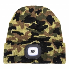 Winter warm Bright LED thermal camouflage Beanie Hat cap with Rechargeable Headlamp for Camping Fishing Hunting Working