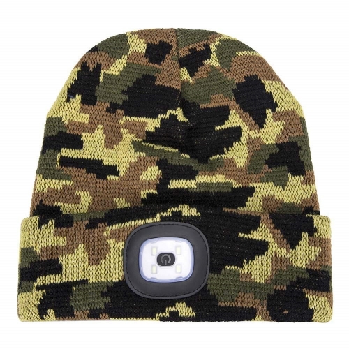 Winter warm Bright LED thermal camouflage Beanie Hat cap with Rechargeable Headlamp for Camping Fishing Hunting Working