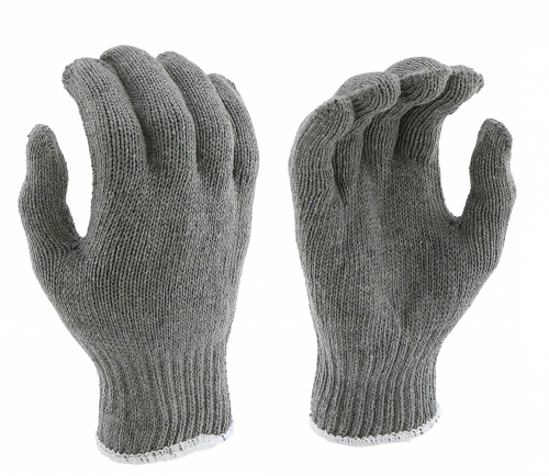 Heavy Weight Gray String Knit Poly Cotton work safety Gloves liner for manufacturing, general labor, material handling, shipping, agriculture