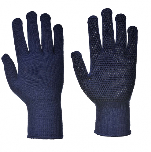 Lightweight thermal thermolite stretch knit glove liner with grip Polka dots for Winter outdoor sport or Cold store freezer