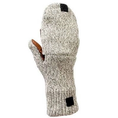Deerskin leather Palm Ragg wool fingerless mitten glove with Cap over for outdoor camping ,trekking, Cycling ,Cold storage freezer