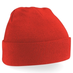 Double layer Pull on cuffed style knitted Acrylic thermal beanie hat watch cap