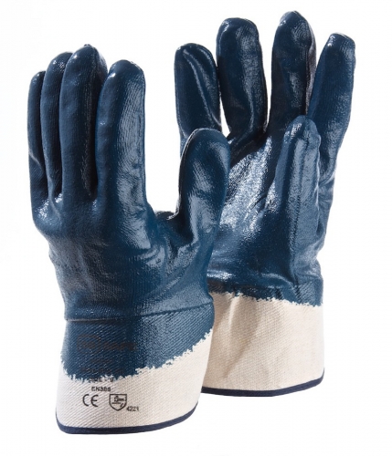 Heavy duty Oil resistant nitrile full coated jersey glove with canvas safety cuff for Automotive