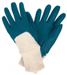 Yellow Anti Oil nitrile half coated interlock jersey glove for dry handling and general maintenance