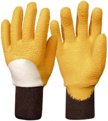 Yellow Ripple finish Latex Coated cotton jersey glove for Agriculture and Gardening