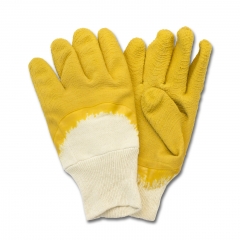 Yellow Ripple finish Latex Coated cotton jersey glove for Agriculture and Gardening