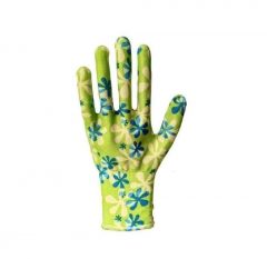Flora print garden work glove with nitrile coated for home gardening yard work