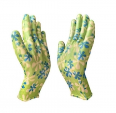Flora print garden work glove with nitrile coated for home gardening yard work