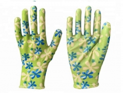 Flora print garden work glove with nitrile coated for home gardening yard work