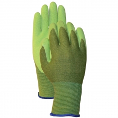 Green Bamboo work glove with Breathable Rubber coated for gardening ,Fishing, Clamming