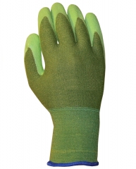 Green Bamboo work glove with Breathable Rubber coated for gardening ,Fishing, Clamming