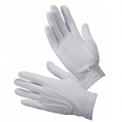 White Cotton Formal Parade Gloves with Snap Cuff for Jewelry inspection Waiter