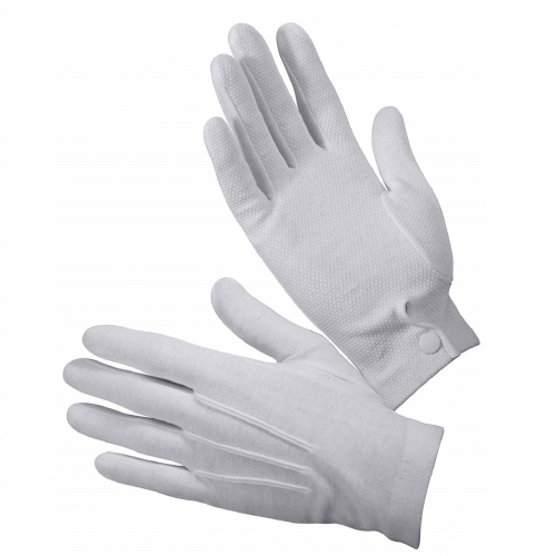 White Cotton Formal Parade Gloves with Snap Cuff for Jewelry inspection Waiter