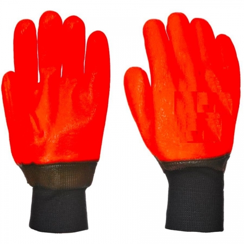 Winter warm Cold protection weatherproof Hi vis orange jersey glove for cold storage Freezer work