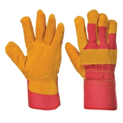 Deliwear Reinforced Cow Split Leather Work Rigger gardening Gloves for Landsaping Construction