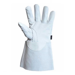 Deliwear Gauntlet Top Grain Goatskin Electricians outer Leather Protector Glove for lineman rubber insulating