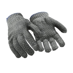 Two sides clear PVC Criss Cross Gray Grip Honeycomb fingerless Glove for touch screen plumbing assembly tiling
