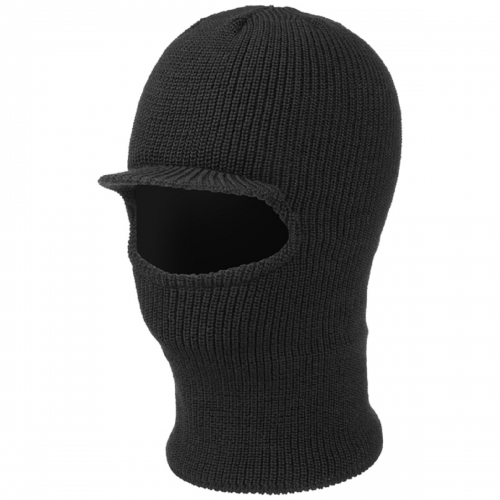 Black Open Face Double layer Acyrylic knitted Balaclava with Brim