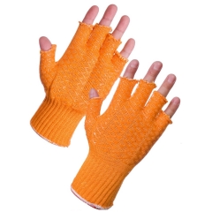 High grip Honeycomb PVC Criss Cross fingerless Gloves for glass wareshouse Rigging