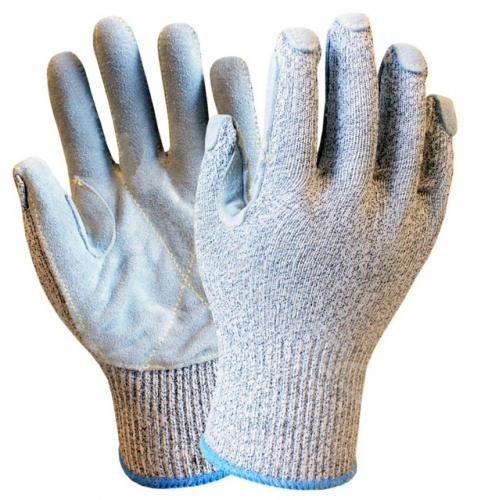Deliwear Puncture resistant Leather Palm Cut Resistant Gloves for Metalworking Glassworking Woodworking