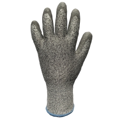 ANSI Cut Level 3 Polyurethane Coated Salt and pepper HPPE Cut Resistant Gloves for glass cutting sheet metal handling