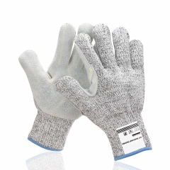 Deliwear Puncture resistant Leather Palm Cut Resistant Gloves for Metalworking Glassworking Woodworking